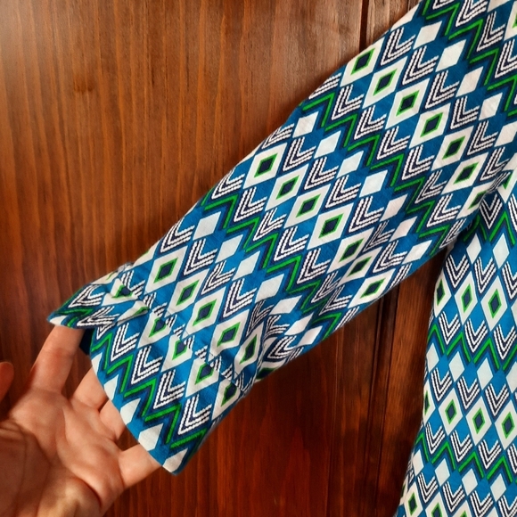 Hatley 100% Cotton Geometric Pattern Elbow Length Sleeve Midi Dress Size M - Picture 6 of 12